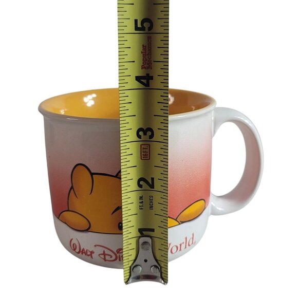 Walt Disney World Winnie The Pooh Mug Cream Smiling & Peeking Yellow Interior - Picture 9 of 10